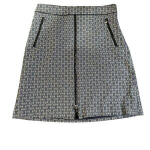 Tory Burch Chaumont Jacquard A Line Skirt Gray/Navy - Size 8